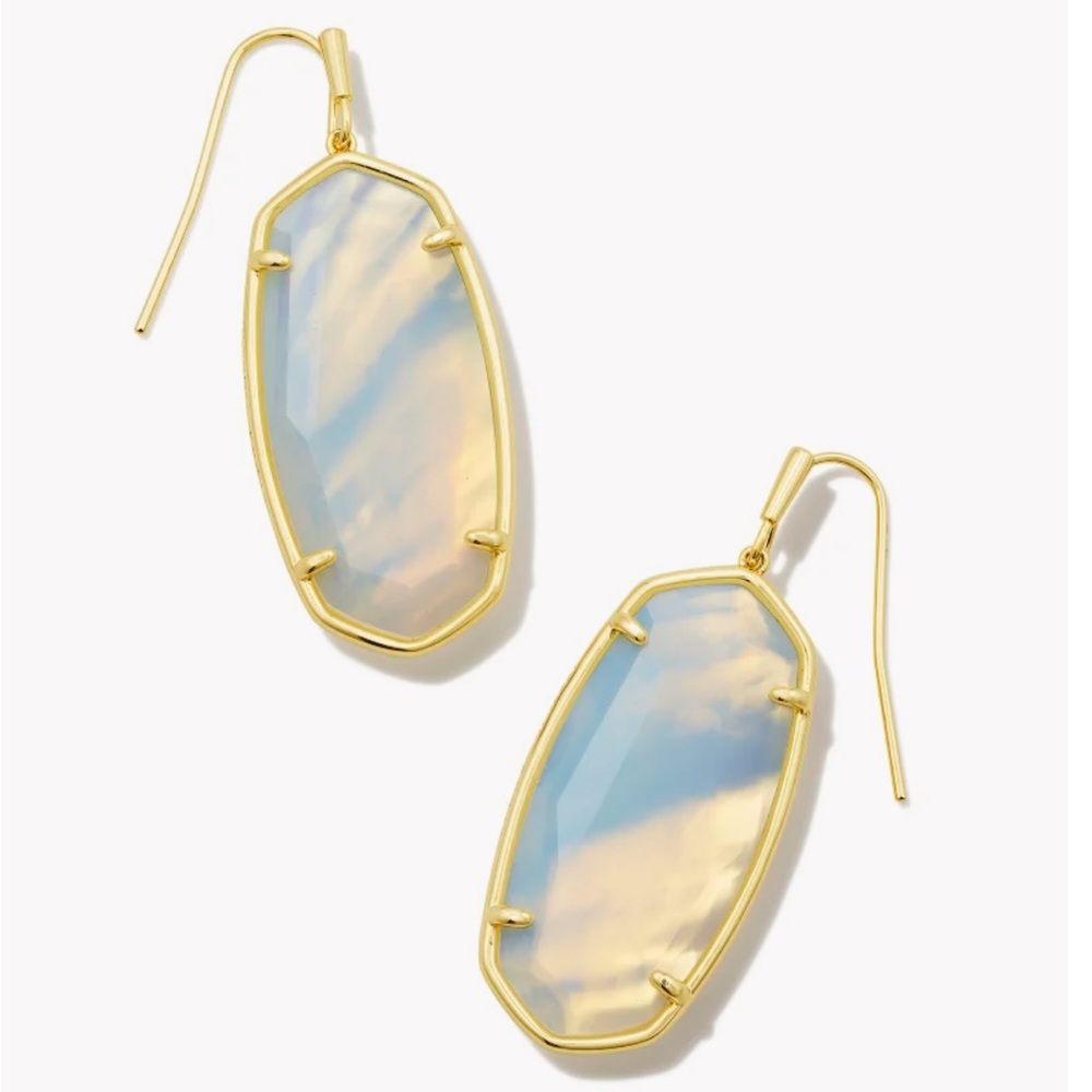 NWT Faceted Gold Elle Drop Earrings in Iridescent Opalite Illusion